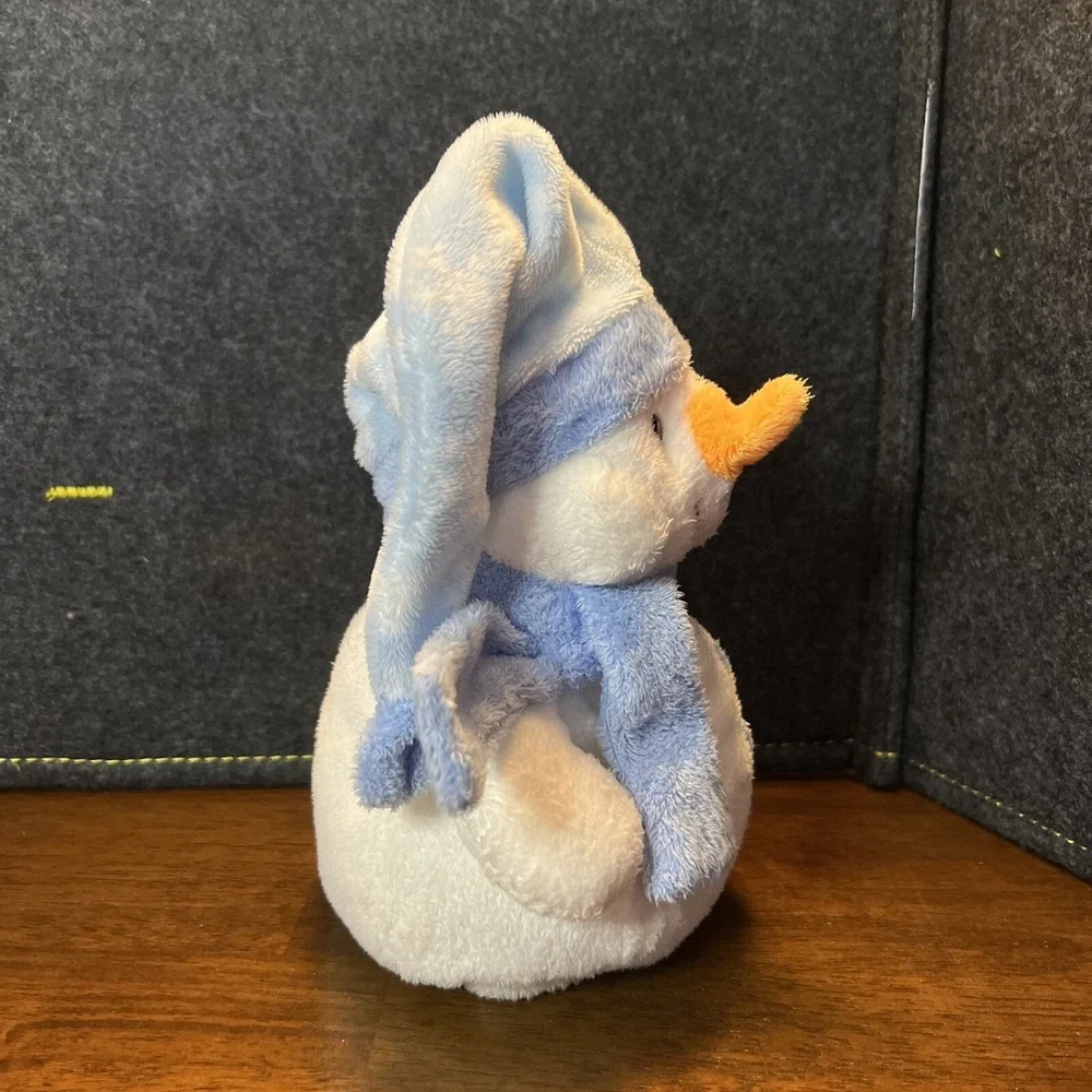 Ty Pluffies WINDCHILL Snowman Blue White Orange Carrot Nose Plush‎ Bean Bag 8